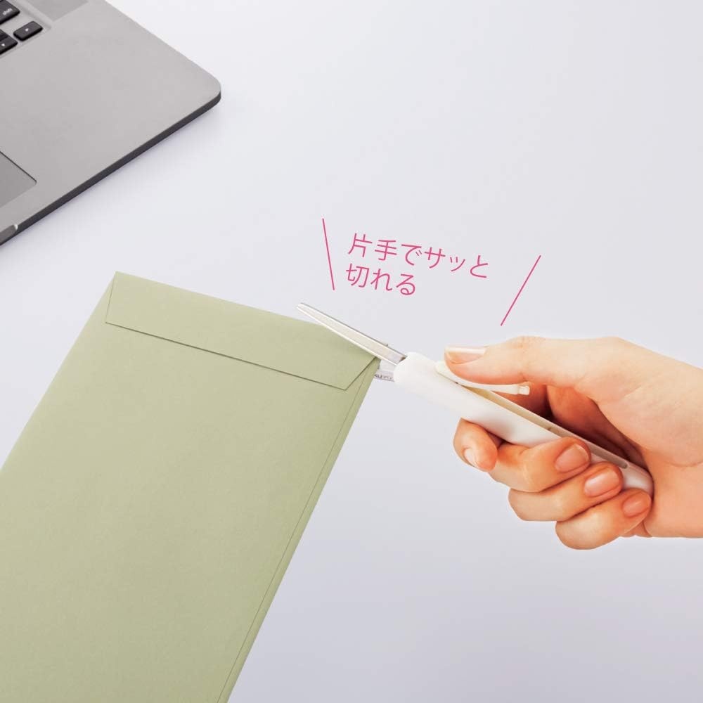 image:imageKokuyo Saxa Poche Portable Scissors Twiggy Scissors 3D Glueless Stainless Steel Blade Penshaped Design Slide Mechanism White Japan Import HASAP320WBlue