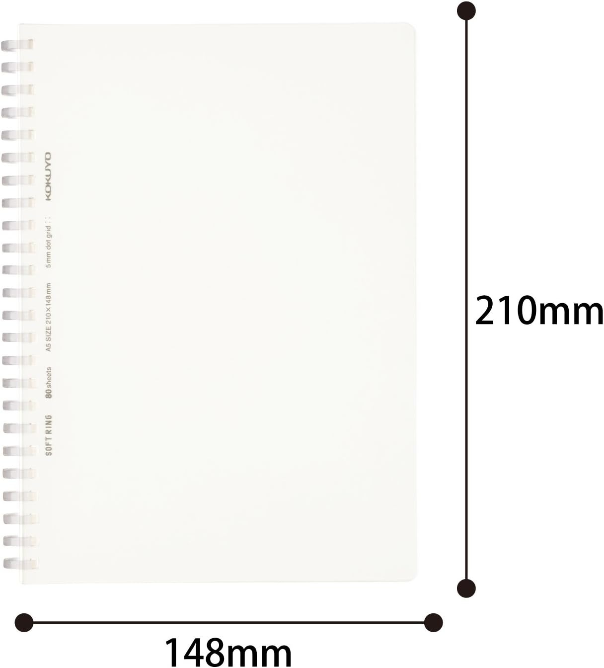 image:imageKokuyo Spiral Dotted Notebook 83 x 58 Business Journal A5 Soft Ring Notebooks with 5mm Dot Grid 80 Perforated Sheets Clear 1 Subject Notebook Note Taking for Work Japan ImportSUSV538WTTA5