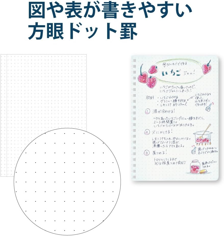 image:imageKokuyo Spiral Dotted Notebook 83 x 58 Business Journal A5 Soft Ring Notebooks with 5mm Dot Grid 80 Perforated Sheets Clear 1 Subject Notebook Note Taking for Work Japan ImportSUSV538WTTB6