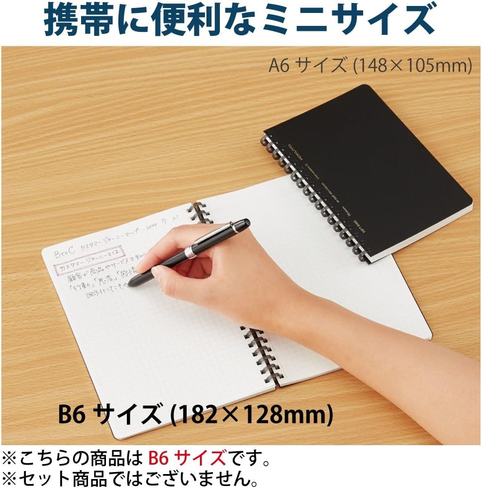 image:imageKokuyo Spiral Graph Notebook 58 x 41 Business Journal A6 Soft Ring Notebooks with 5mm Grid Ruled 70 Perforated Sheets Black 1 Subject Notebook Note Taking for WorkJapan ImportSUSV457S5D