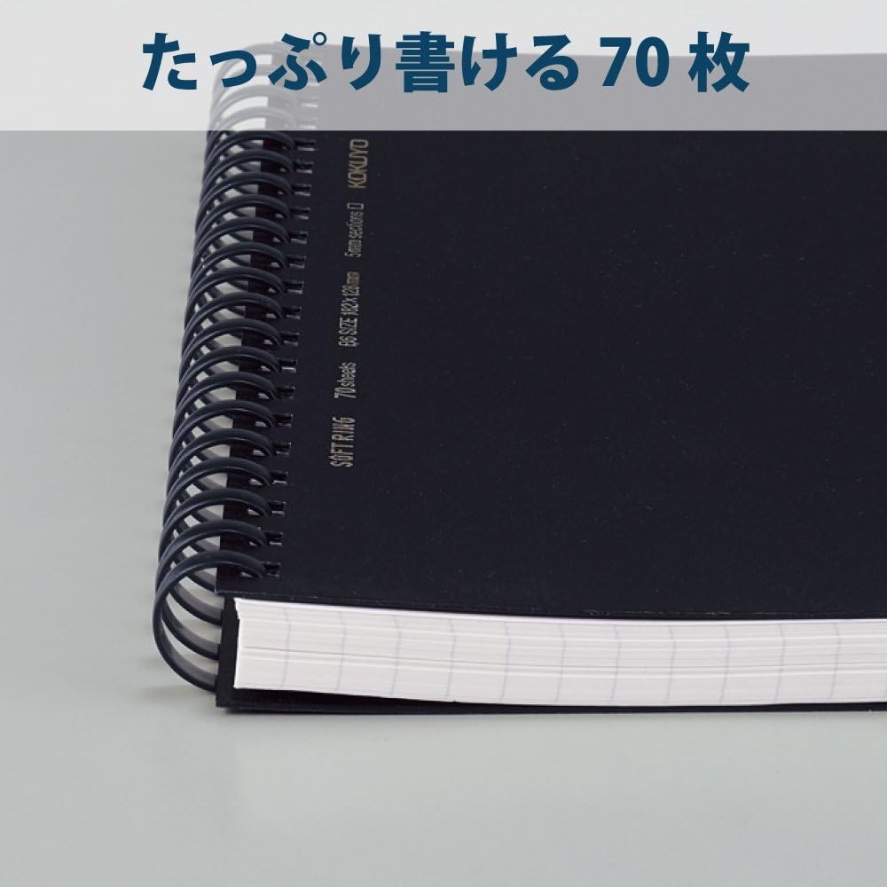image:imageKokuyo Spiral Graph Notebook 58 x 41 Business Journal A6 Soft Ring Notebooks with 5mm Grid Ruled 70 Perforated Sheets Black 1 Subject Notebook Note Taking for WorkJapan ImportSUSV457S5D