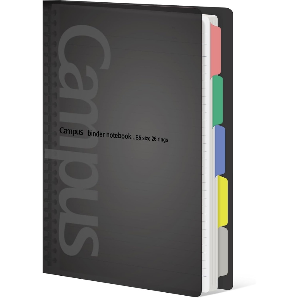image:imageKOKUYO 5 Subject Spiral Notebook Campus B5 Refillable Journal with 5 Tab Dividers 100 Sheets in 5mm Ruled Loose Leaf Paper Green RUP333NG amp NO836CBlack