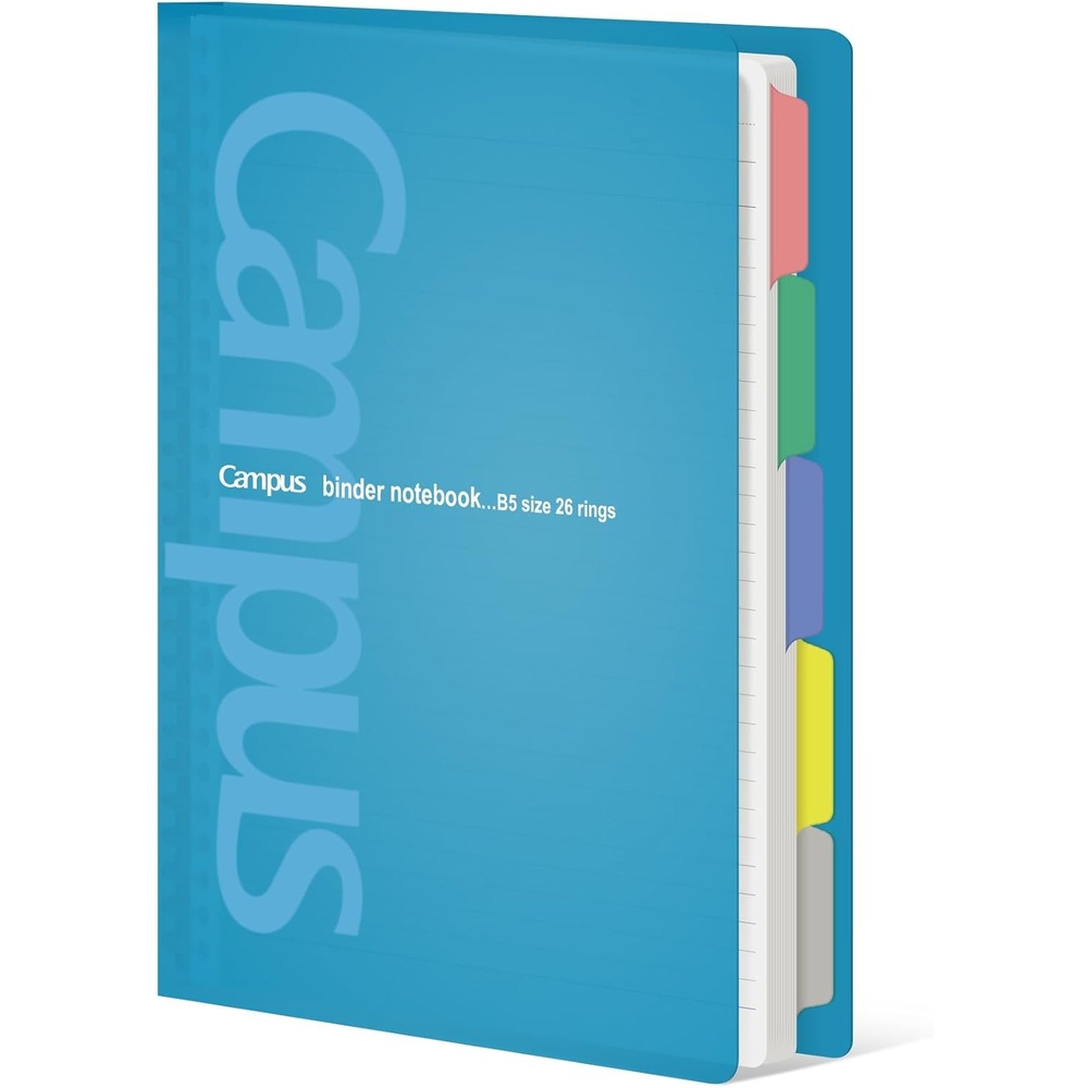 image:imageKOKUYO 5 Subject Spiral Notebook Campus B5 Refillable Journal with 5 Tab Dividers 100 Sheets in 5mm Ruled Loose Leaf Paper Green RUP333NG amp NO836CLight Blue