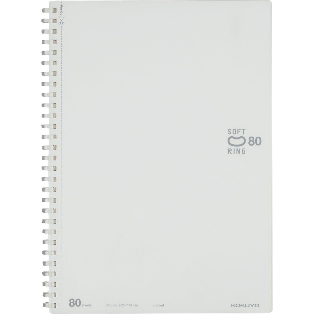 image:imageKOKUYO Blank Spiral Notebook 10 x 7 Business Unruled Journal B5 Soft Ring Notebooks 80 Perforated Sheets Plain Sketchbook for Drawing White Soft PP Cover Japan Import SUSV308BTWB5 80 Sheets