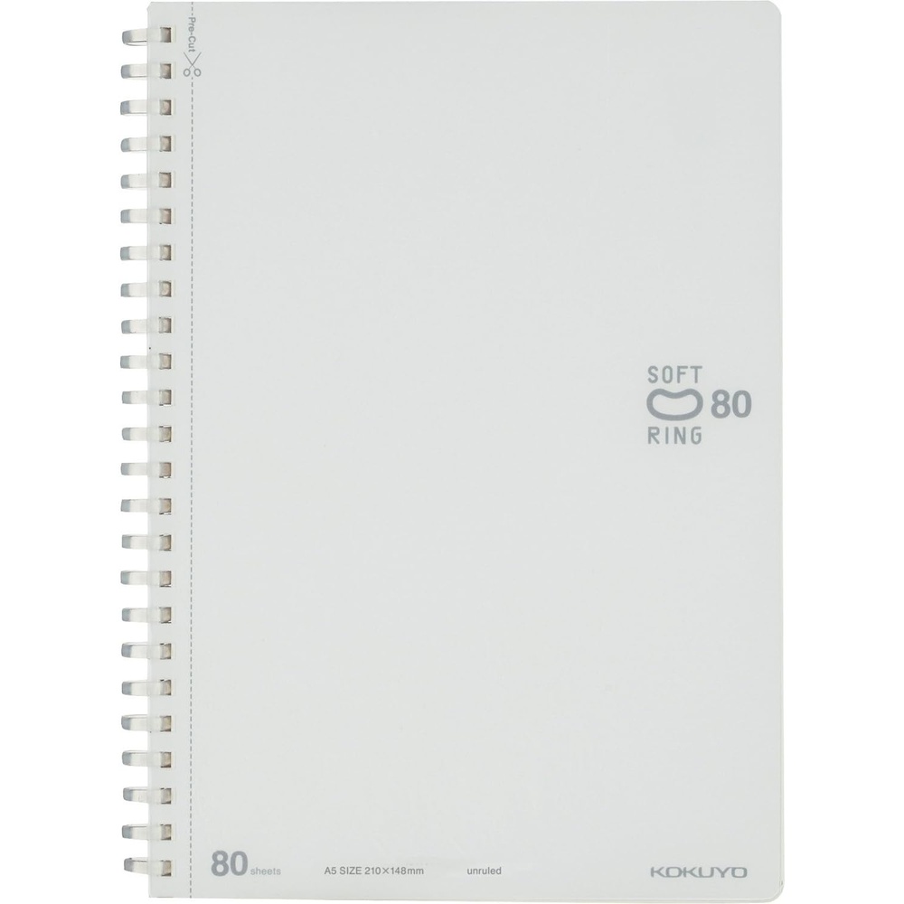 image:imageKOKUYO Blank Spiral Notebook 83 x 58 Business Unruled Journal A5 Soft Ring Notebooks 80 Perforated Sheets Plain Sketchbook for Drawing White Soft PP Cover Japan Import SUSV338BTW