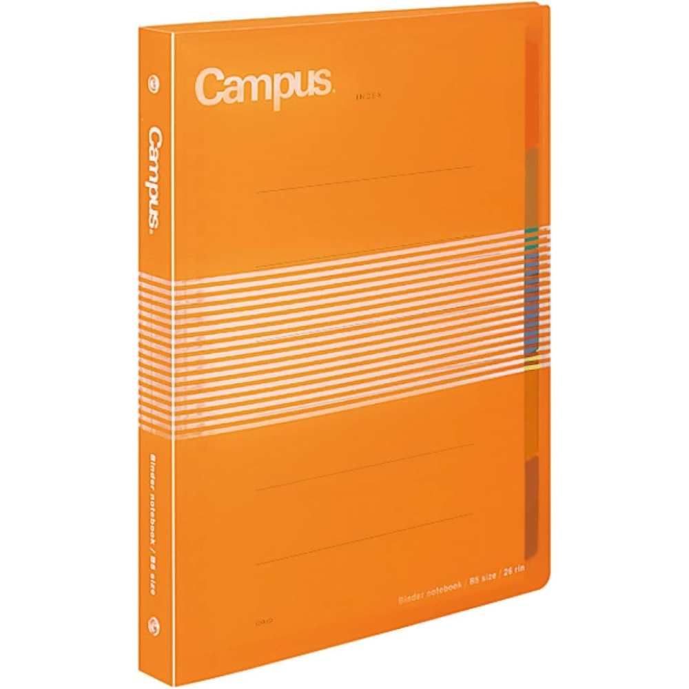 image:imageKOKUYO Campus B5 Slide Binder Notebook with 5 Tab Dividers PP Cover 26 Hole 100 Sheets Capacity Orange Japan Import RUP334NYROrange