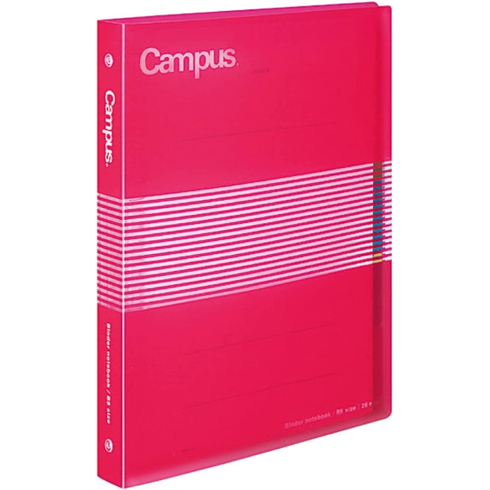 image:imageKOKUYO Campus B5 Slide Binder Notebook with 5 Tab Dividers PP Cover 26 Hole 100 Sheets Capacity Orange Japan Import RUP334NYRPink