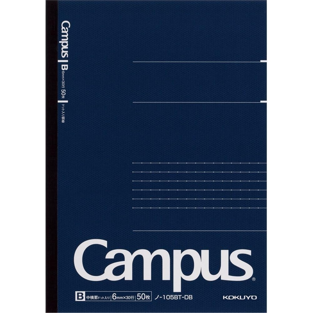 image:imageKOKUYO Campus Notebook Business Type Dot B 6mm Ruled A5 50 Sheets 30 Lines Navy Cover Japan Import NO105BTDBA5