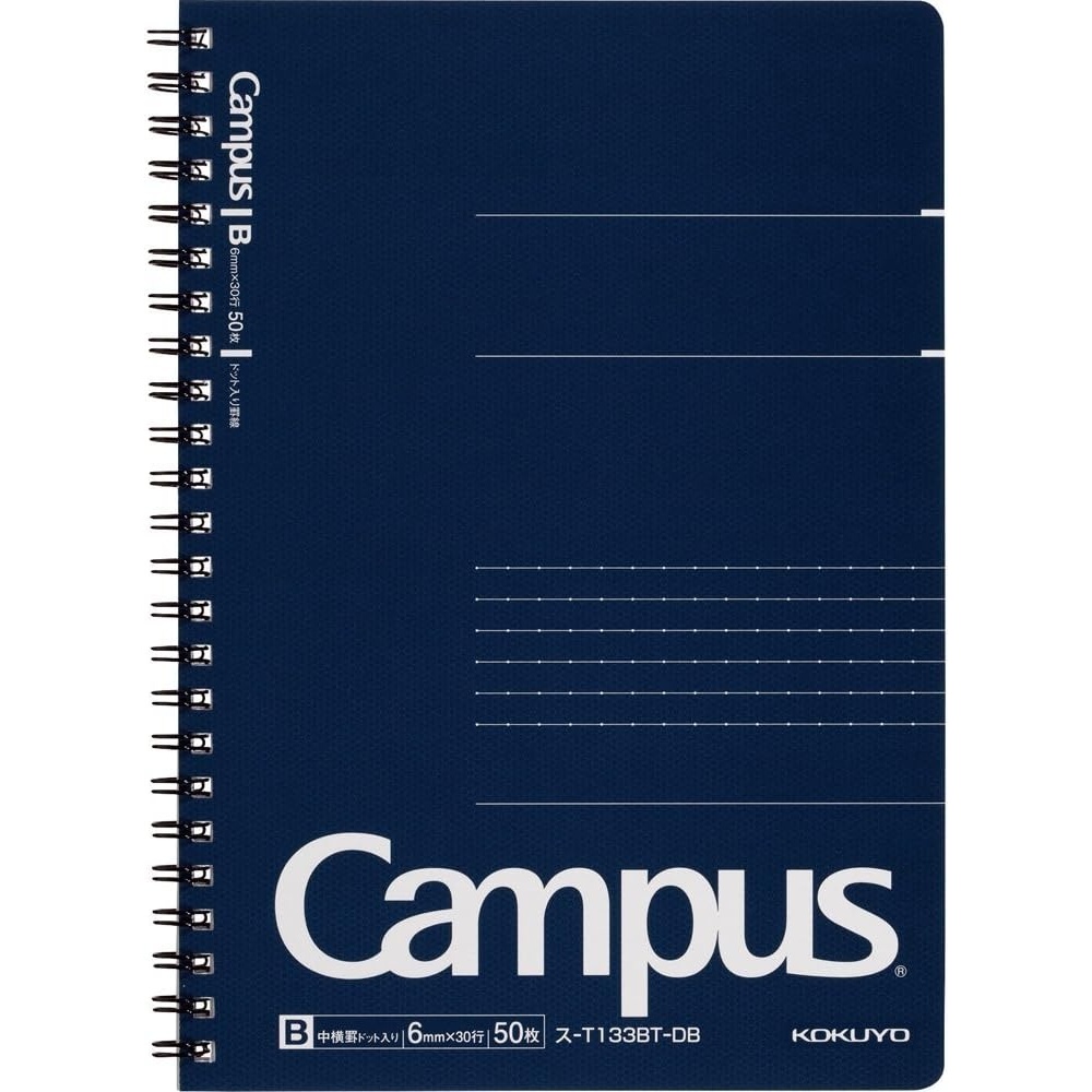image:imageKOKUYO Campus Twin Ring Notebook Business Type Dot B 6mm Ruled A5 50 Sheets 30 Lines Navy Cover Japan Import SUT133BTDBA5