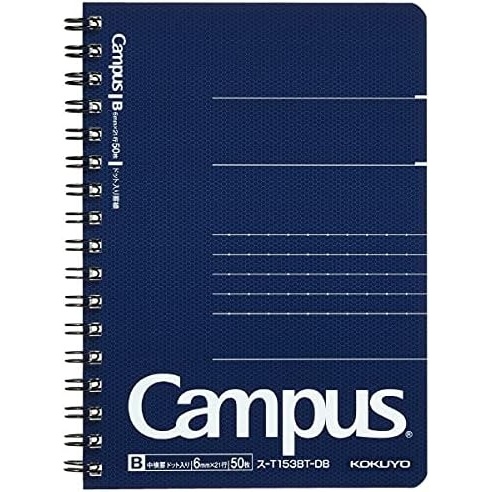 image:imageKOKUYO Campus Twin Ring Notebook Business Type Dot B 6mm Ruled A5 50 Sheets 30 Lines Navy Cover Japan Import SUT133BTDBA6