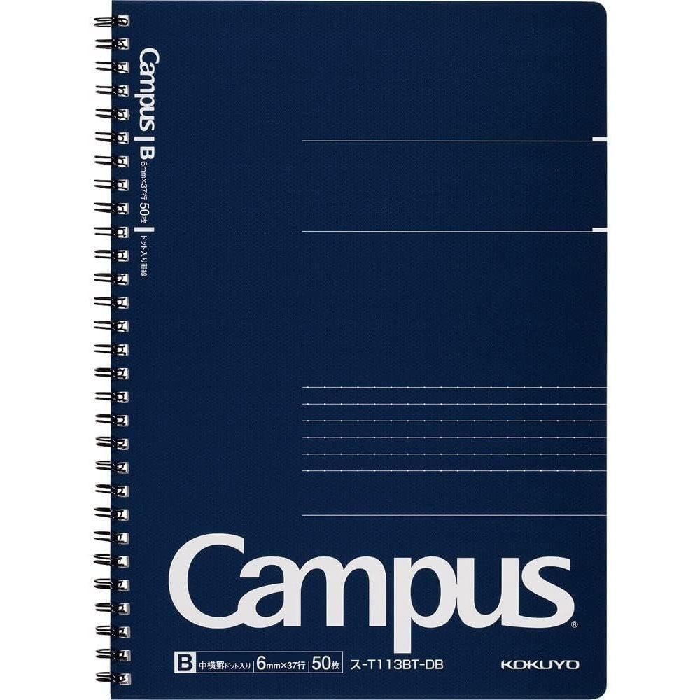 image:imageKOKUYO Campus Twin Ring Notebook Business Type Dot B 6mm Ruled A5 50 Sheets 30 Lines Navy Cover Japan Import SUT133BTDBSemiB5
