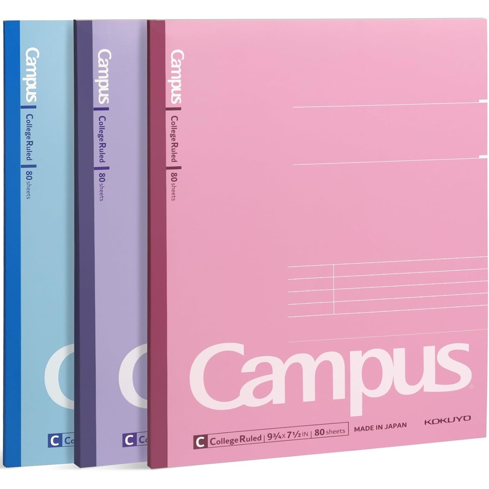 image:imageKOKUYO Composition Notebooks 3 Pack Campus 934 x 712 Comp Book with College Ruled 80 Sheets Pink Blue Lavender School Lined Notebook Journal for Work Study Note Taking WSGNO308CG13