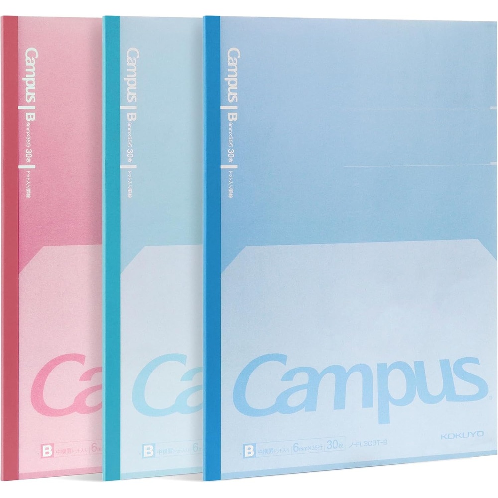 image:imageKOKUYO Composition Notebooks 3 Pack Campus B5 Comp Book with Dotted College Ruled 40 Sheets School Lined Notebook in Mofu Animal Cute Journal for Women Girls Work Study Note TakingBlueGreenPink