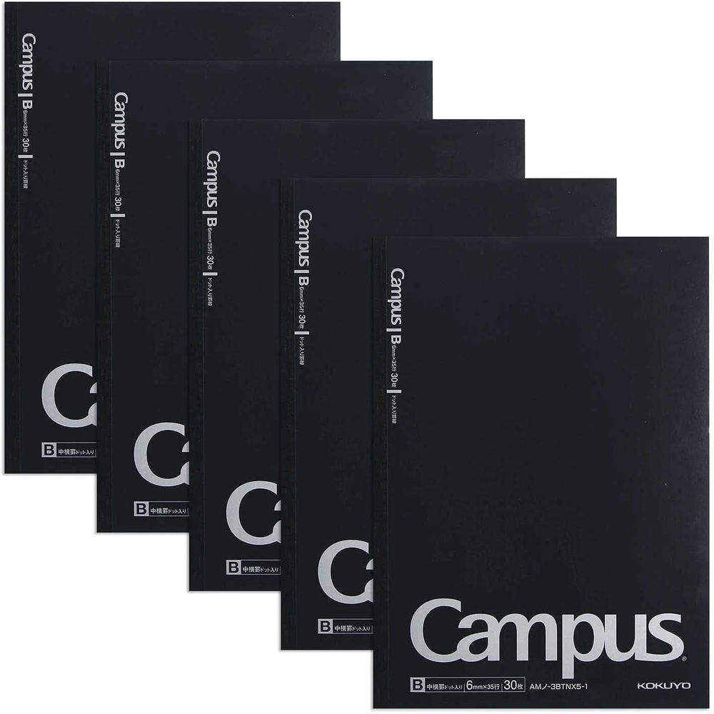image:imageKOKUYO Composition Notebooks 5 Pack Campus SemiB5 Comp Book with Dot A 7mm Ruled 30 Sheets School Lined Notebook Spy x Family Limited Edition Journal Notebook for Women Work Study Note TakingBlack Sliver