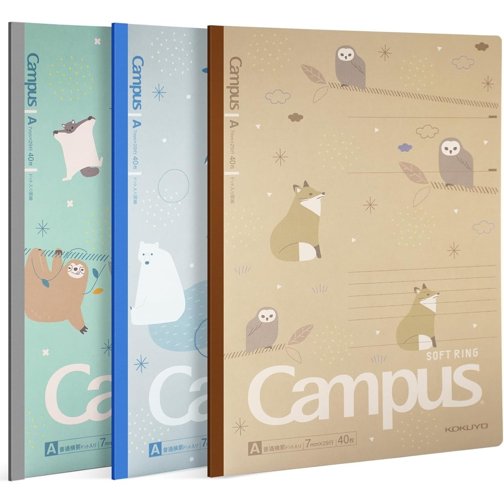 image:imageKOKUYO Composition Notebooks 7 x 10 Kimochii Lined Notebook 30 Sheets 6mm Dot Ruled Paper 3 Pack B5 Notebook for School School Supplies Comp Book for Note Taking Green Pink BlueMofu