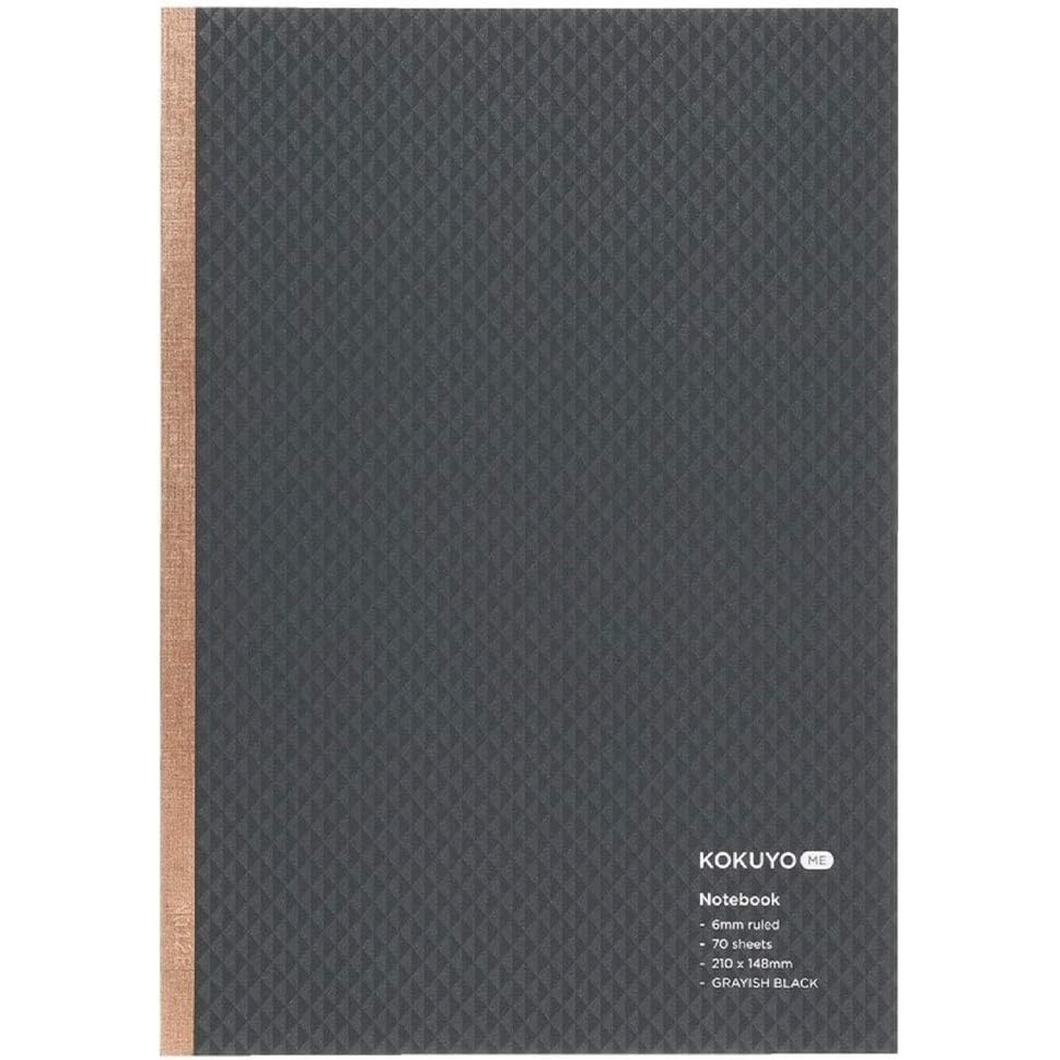 image:imageKOKUYO ME Composition Notebook 1 Pack A5 Comp Book with B 6mm Ruled 70 Sheets School Lined Notebook in Grayish Black Journal Notebook for Women Work Study Note Taking Japan Import KMENB665DM