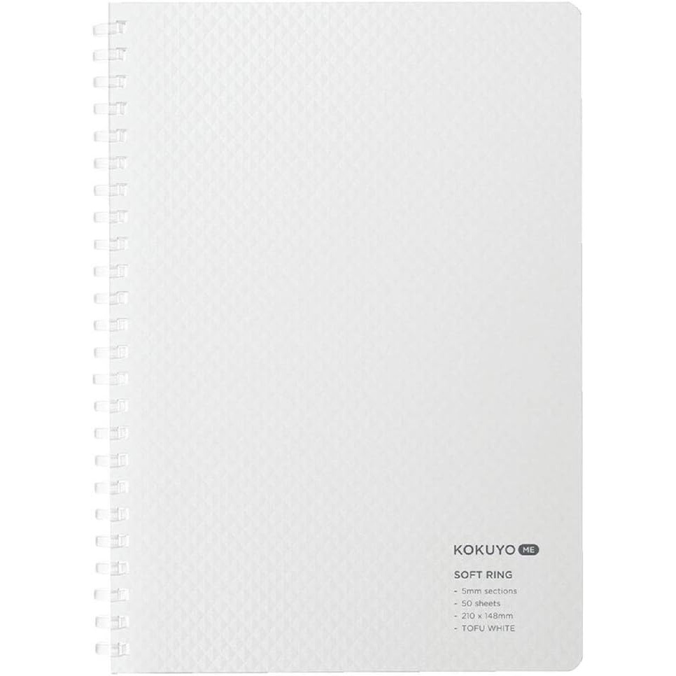 image:imageKOKUYO ME Graph Spiral Journal Notebook A5 Soft Ring 5 mm Grid Paper Notebook with 50 Smooth Sheets 58 x 83 Cute Small Journaling Notebook Moon Lime Japan Import KMESR931S5YTofu White