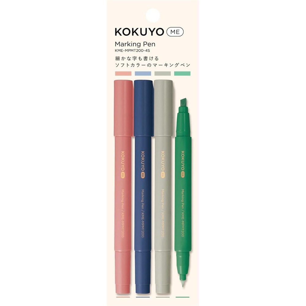 image:imageKOKUYO Me Marking Pen 2Way Highlighter Pen Soft Color Marker 4Color Set of Taupe Rose Fragaile Mint Moon Lime Grayish Fog KMEMPMT2014SDeep Nature Color