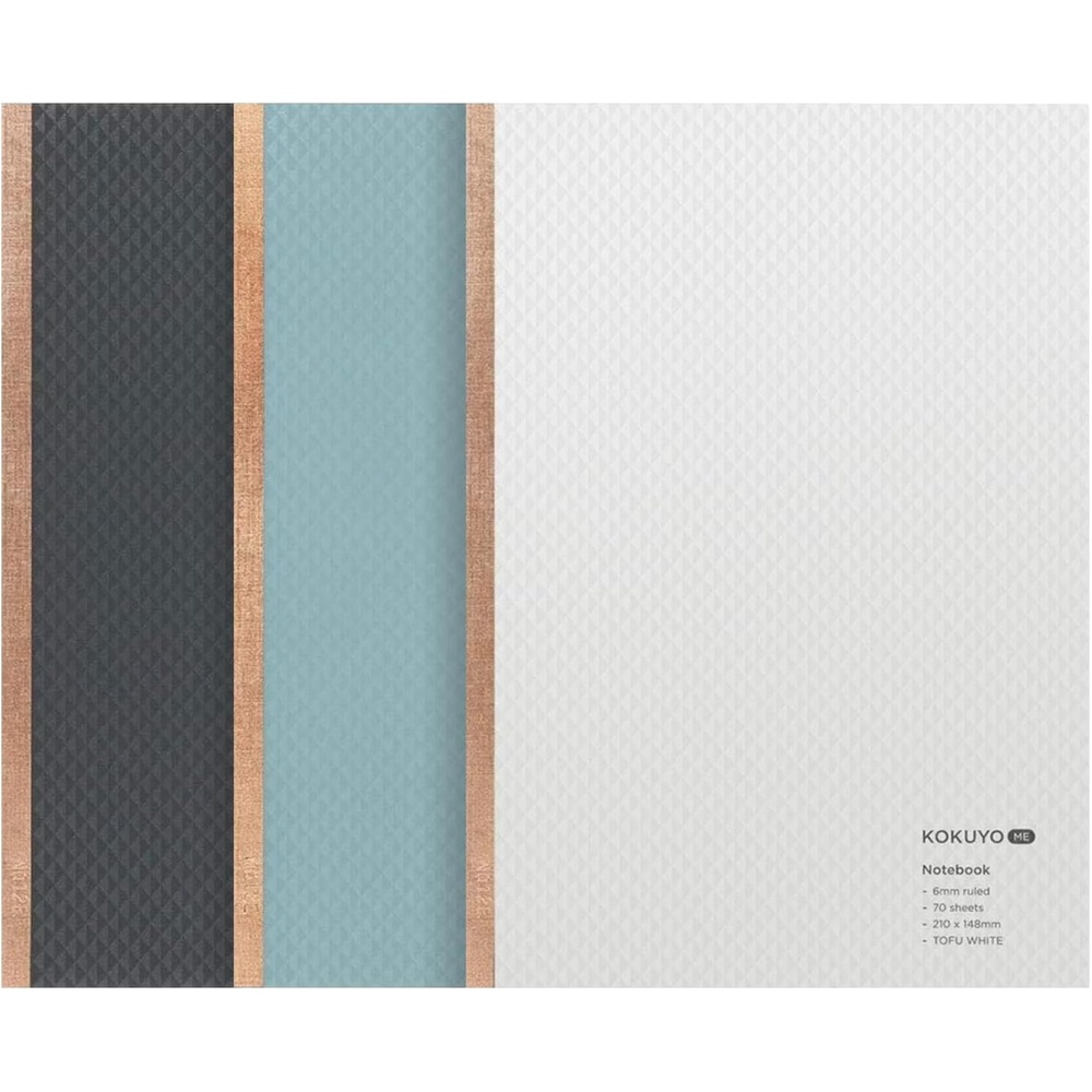 image:imageKOKUYO Me Notebook B 6mm Ruled A5 70 Sheets 30 Lines 3Color of Tofu White Grayish Black amp Smoky Sky Japan Import KMENB665