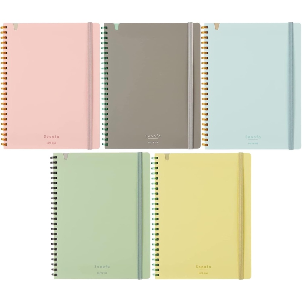 image:imageKOKUYO Sooofa Soft Ring Notebook 02 inch 4 mm Grid Ruled 80 Sheets A5 Deformation Set of 5 Colors Japan Import SUSV738S4B6
