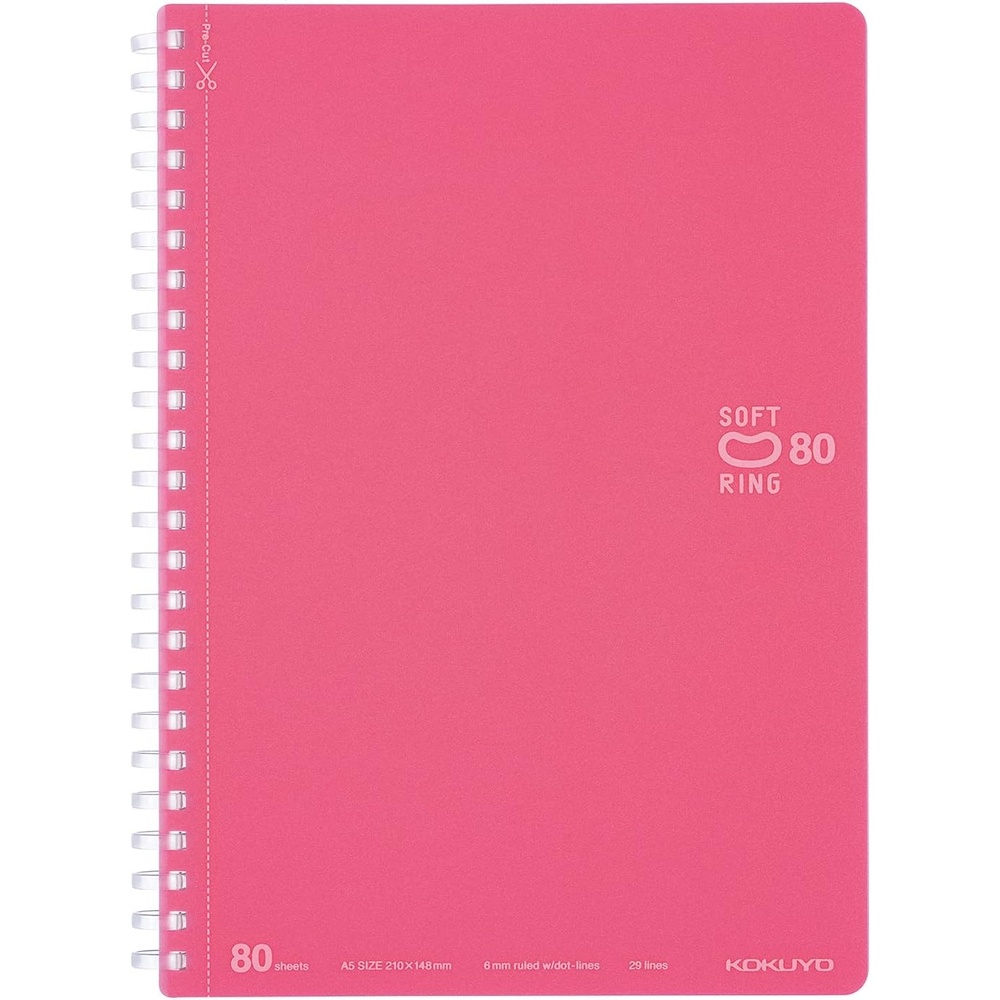 image:imageKOKUYO Spiral Lined Notebook 10 x 7 Pastel Journal B5 Soft Ring Notebooks with Dot 6 mm Ruled 80 Sheets Light Green 1 Subject Notebook Note Taking for School Japan Import SUSV308BTLGLight Pink