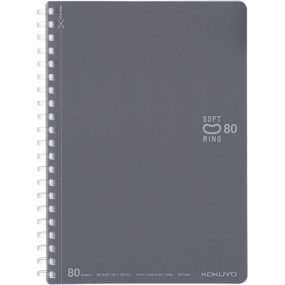 image:imageKOKUYO Spiral Lined Notebook 72 x 5 Business Journal B6 Soft Ring Notebooks with Dot 6 mm Ruled 80 Sheets Dark Gray 1 Subject Notebook Note Taking for Work Japan Import SUSV348BTDM