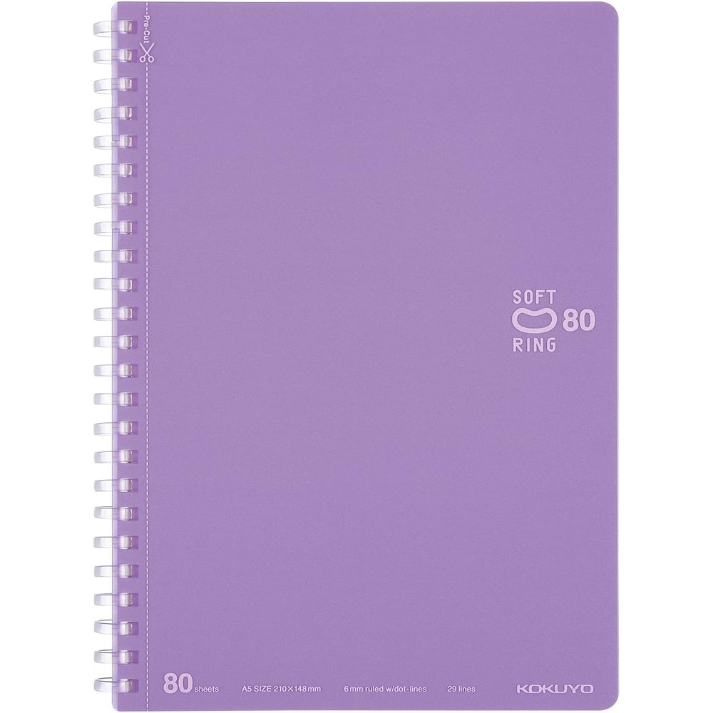 image:imageKOKUYO Spiral Lined Notebook 72 x 5 Pastel Journal B6 Soft Ring Notebooks with Dot 6 mm Ruled 80 Sheets Purple 1 Subject Notebook Note Taking for School Japan Import SUSV348BTVPurple
