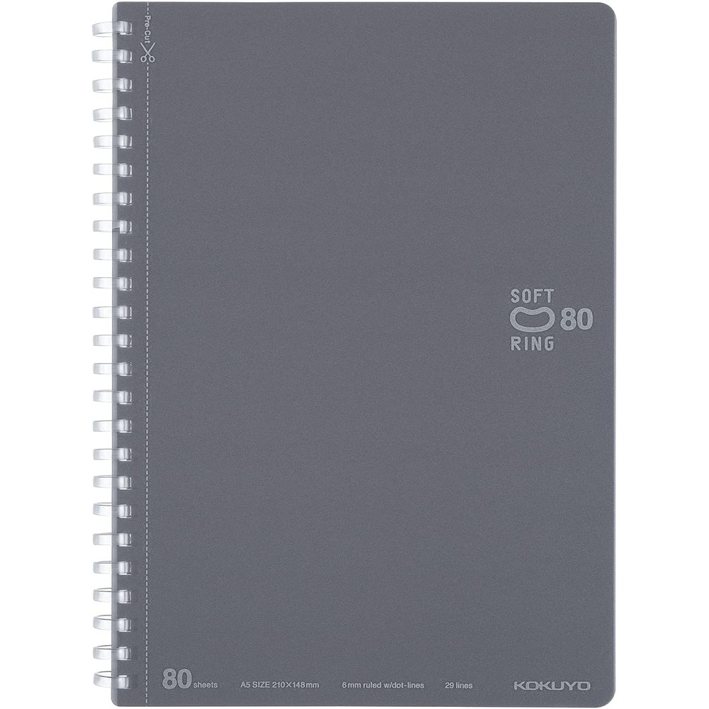 image:imageKOKUYO Spiral Lined Notebook 72 x 5 Pastel Journal B6 Soft Ring Notebooks with Dot 6 mm Ruled 80 Sheets Purple 1 Subject Notebook Note Taking for School Japan Import SUSV348BTVGray