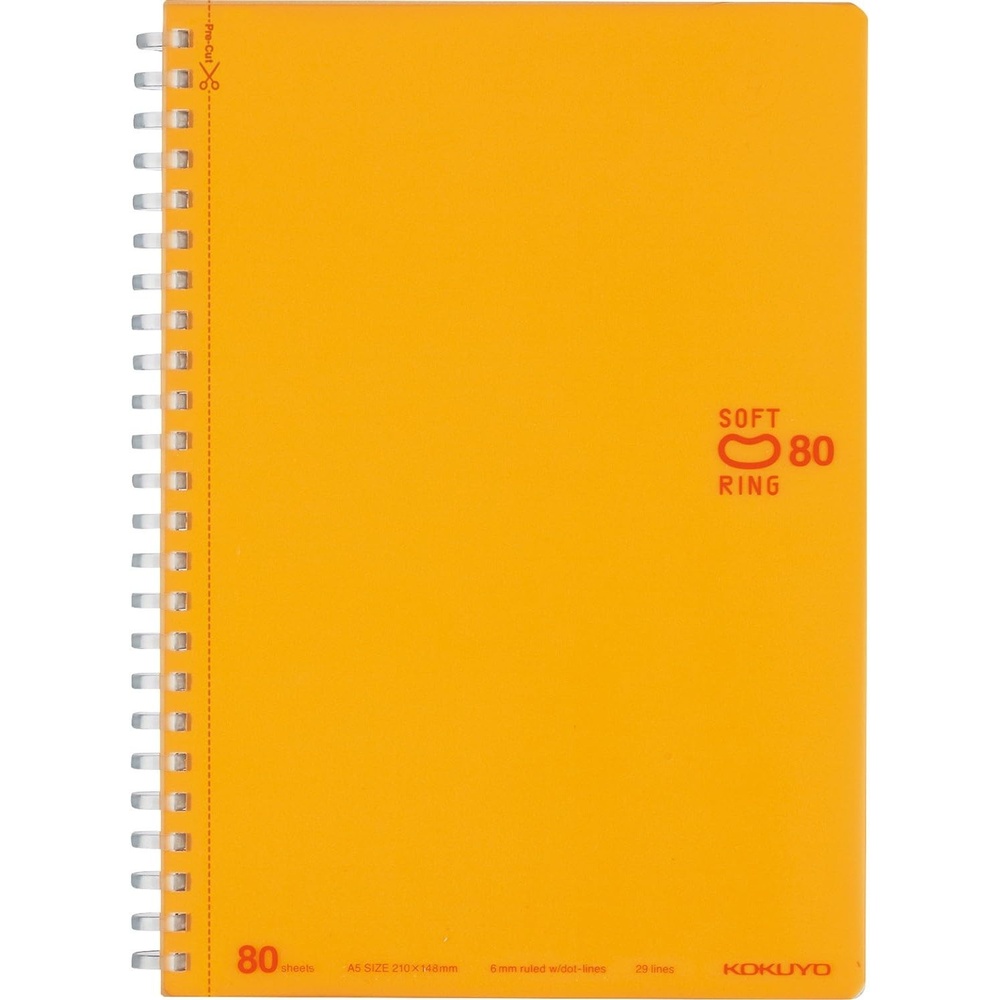 image:imageKOKUYO Spiral Lined Notebook 72 x 5 Pastel Journal B6 Soft Ring Notebooks with Dot 6 mm Ruled 80 Sheets Purple 1 Subject Notebook Note Taking for School Japan Import SUSV348BTVOrange