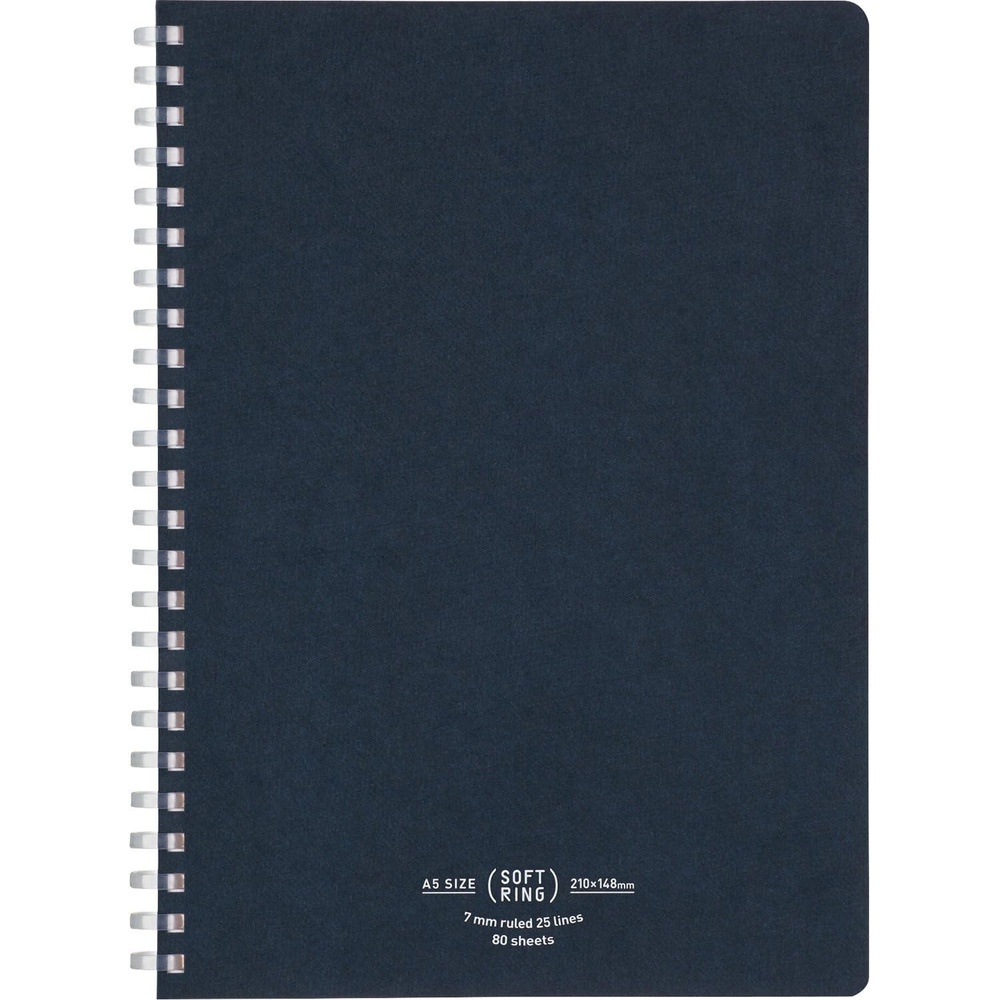 image:imageKOKUYO Spiral Lined Notebook 83 x 58 Business Journal A5 Soft Ring Notebooks with 7 mm Ruled 80 Perforated Sheets Black 1 Subject Notebook Note Taking for Work Japan Import SUSV638ADNavy