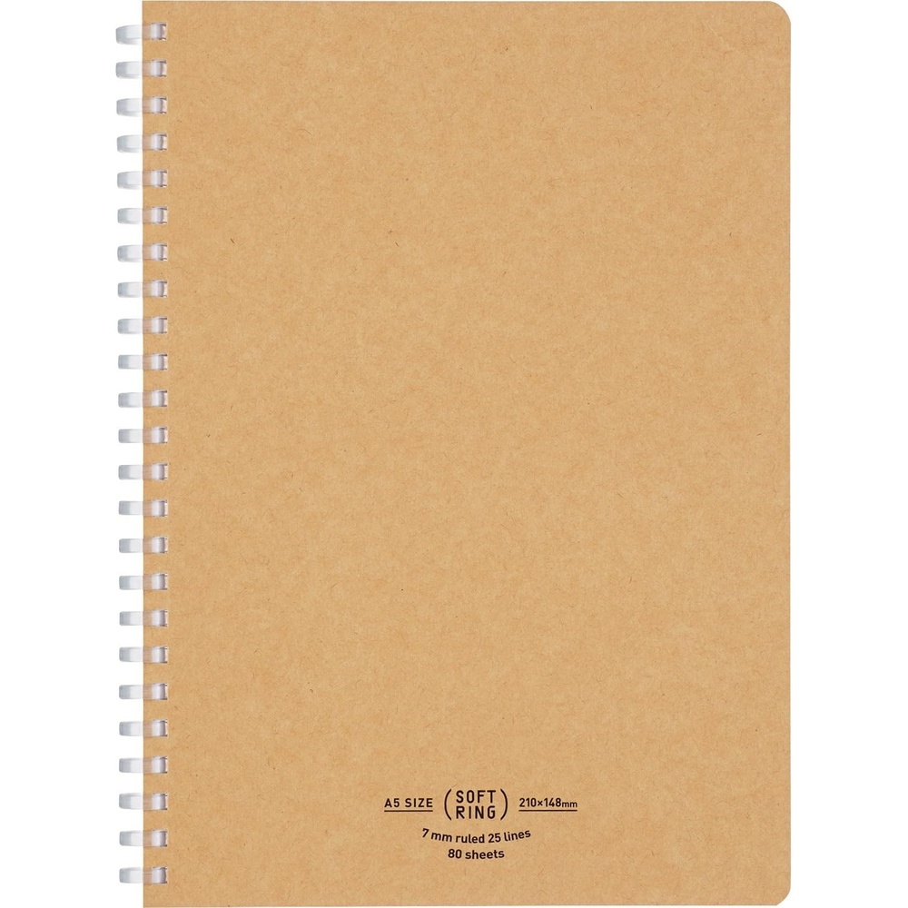 image:imageKOKUYO Spiral Lined Notebook 83 x 58 Business Journal A5 Soft Ring Notebooks with 7 mm Ruled 80 Perforated Sheets Black 1 Subject Notebook Note Taking for Work Japan Import SUSV638ADBeige