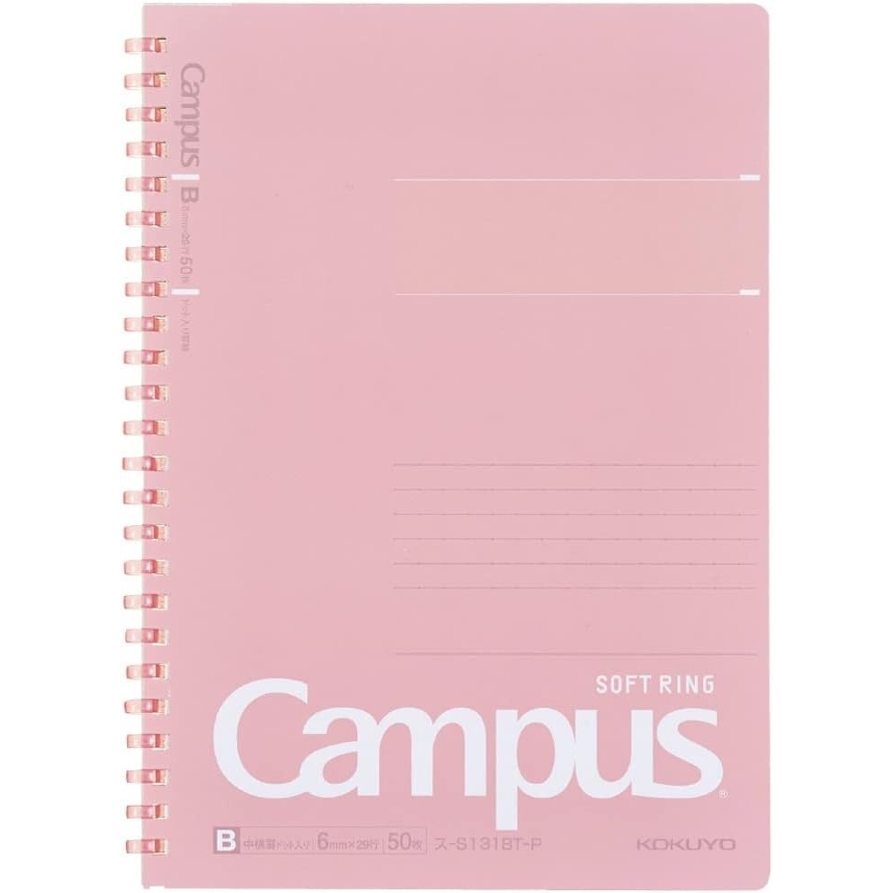 image:imageKOKUYO Spiral Lined Notebook 83 x 58 Pastel Journal A5 Campus Soft Ring Notebooks with Dot 6 mm Ruled 50 Sheets Pink 1 Subject Notebook Note Taking for School Japan Import SUS131BTPPink