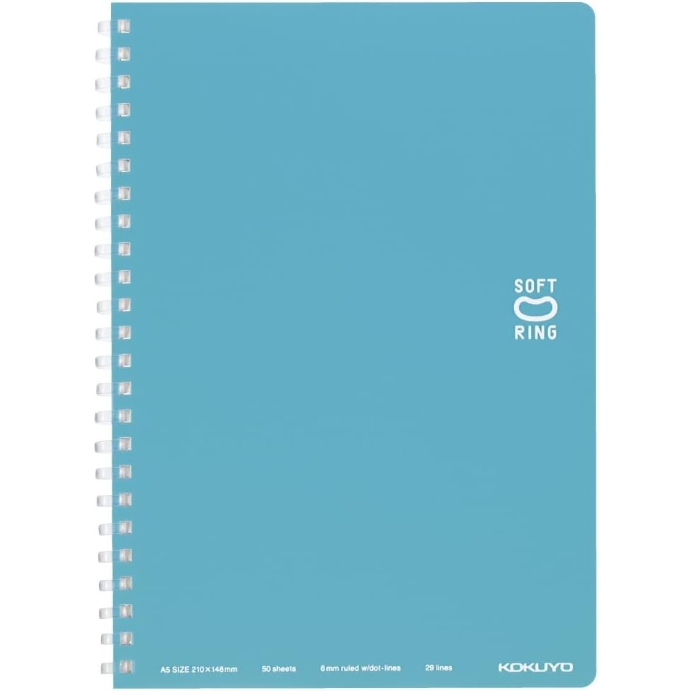 image:imageKOKUYO Spiral Lined Notebook 83 x 58 Pastel Journal A5 Soft Ring Notebooks with Dot 6 mm Ruled 50 Sheets Dark Gray 1 Subject Notebook Note Taking for School Japan Import SUSV331BTDMLight Blue