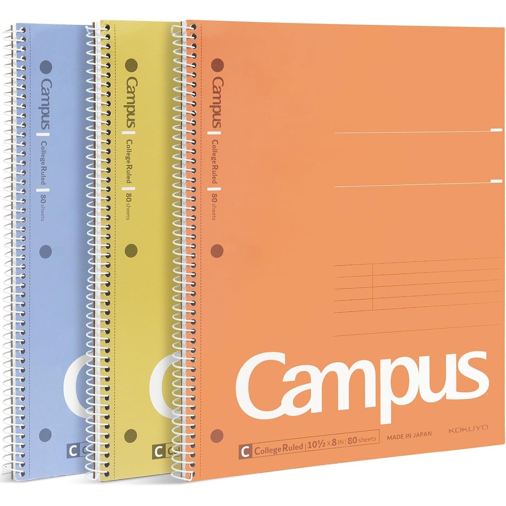 image:imageKOKUYO Spiral Notebook 3 Pack Campus 1012 x 8 Subject Notebooks with College Ruled 80 Sheets Pink Blue Green 3 Holes School Spiral Journal for Work Study Note Taking WSGSU400G13Yellow Orange Purple