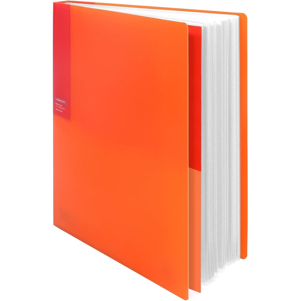 image:imageKokuyo 20Pocket Binder with Plastic Sleeves Transparent A4 Art Portfolio Folder with Clear Sheet Protectors 40 Pages of Presentation Display Book Japan Import CTRAC20TOrange