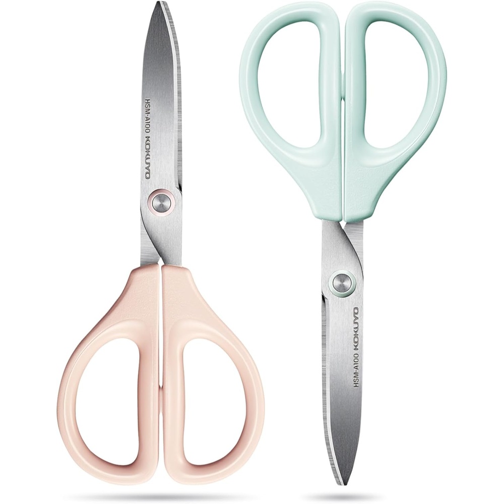 image:imageKokuyo 3 Pack 7 Scissor All purpose with Hybrid Arch Stainless Steel Blade Pastel Pink Blue White Sharper Cutting Performance Heavy Duty Cutter for Office Home School Craft Supplies HSMA100Pastel Pink Blue