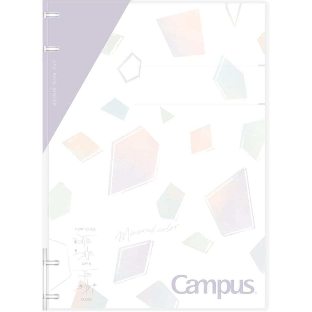 image:imageKokuyo Campus Refillable Notebook B5 2x2 Slim Ring Binder Notebook with Customizable Title Page 40 Sheets Capacity Suitable for 26 Holes Loose Leaf Paper Mineral Color Sheer Purple LeNP704L1VSheer Purple