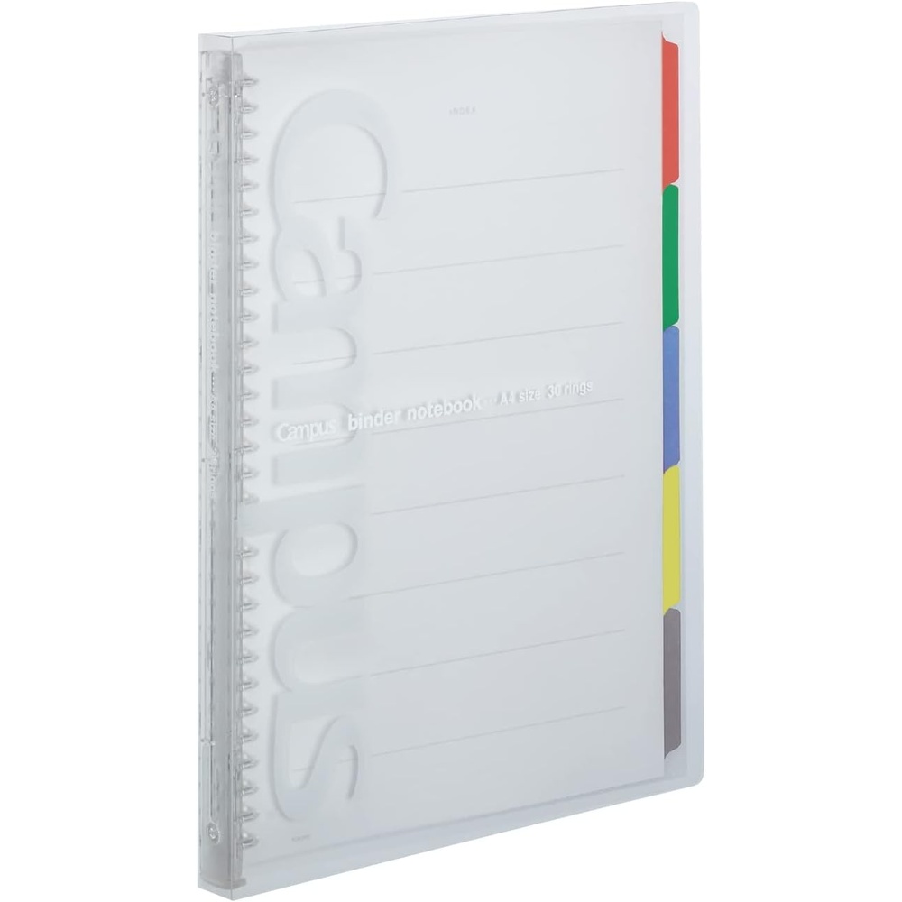 image:imageKokuyo Campus Slide Binder with 5 Tab Dividers Slim Type A4 30 Holes Up to 65 Sheets Transparent Japan Import RUP173NT