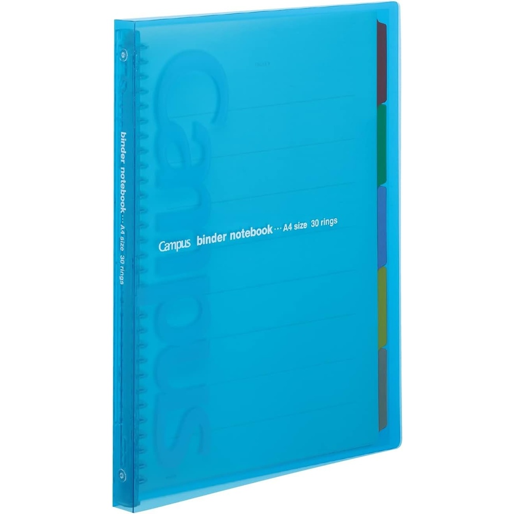 image:imageKokuyo Campus Slide Binder with 5 Tab Dividers Slim Type A5 20 Holes Up to 65 Sheets Transparent Japan Import RUP133NTBlue