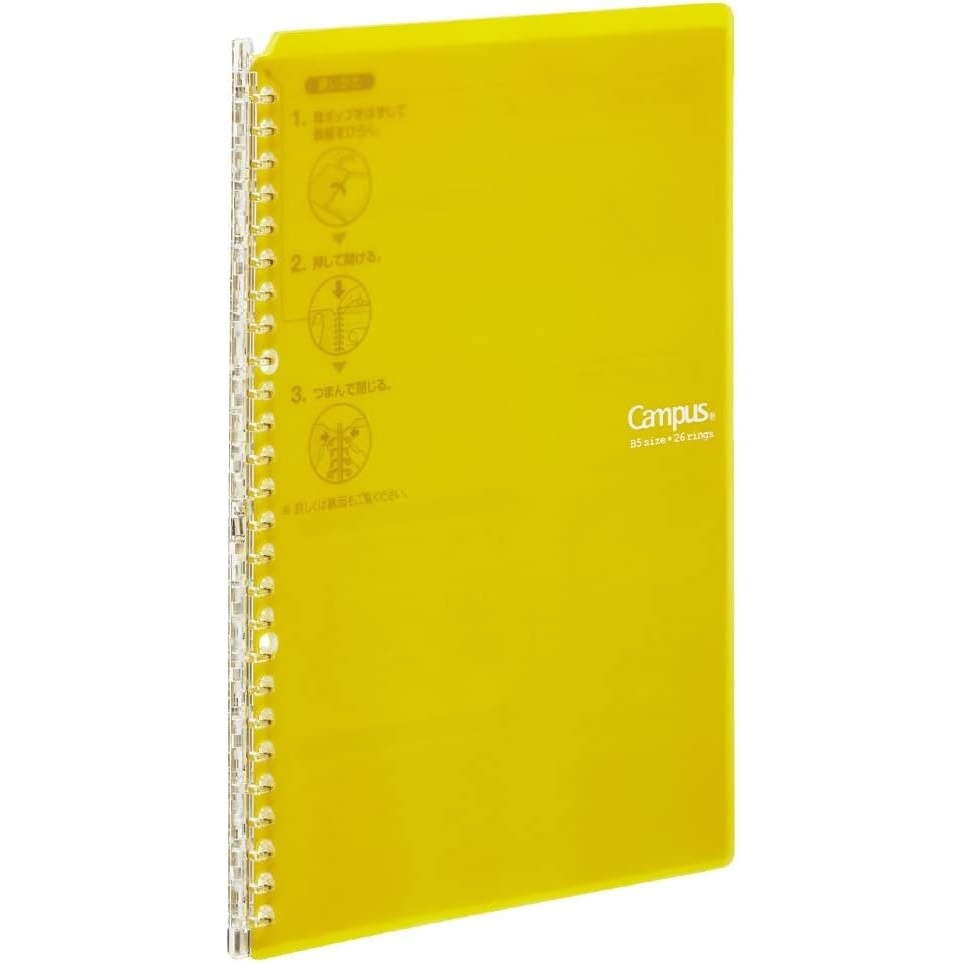 image:imageKokuyo Campus Smart Ring Binder B5 Yellow Refillable Binder Notebook 26 Holes with 10 Extra LooseLeaf Paper Up to 25 Filler Papers for Work amp Study Japan Import RUSP700Y
