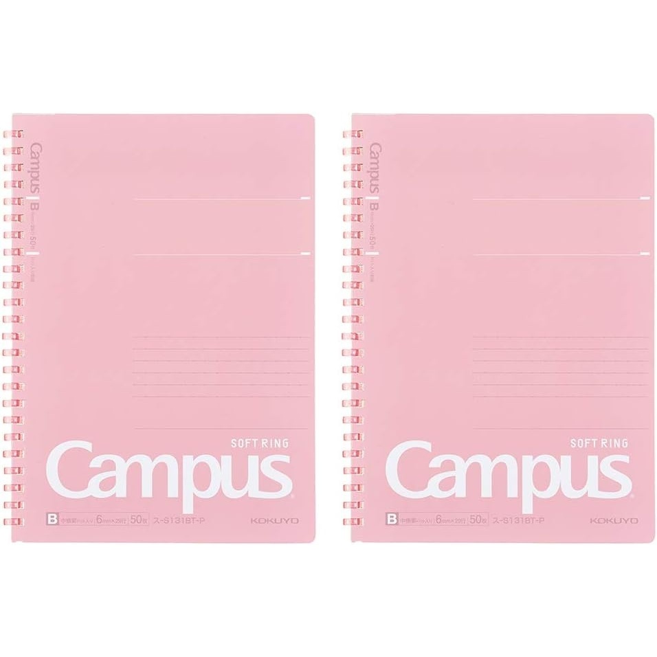 image:imageKokuyo Campus Soft Ring Notebook SemiB5 B 6mm Dot Ruled 34 Lines 40 Sheets Yellow Set of 2 SUS111BTYPink