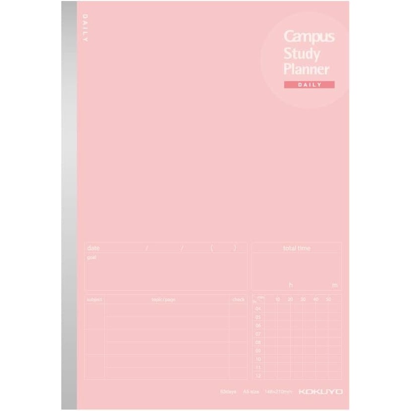 image:imageKokuyo Campus Study Planner Notebook Daily Ruled A5 Mint Green for 63 Days Japan Import NOY82MDGLight Pink