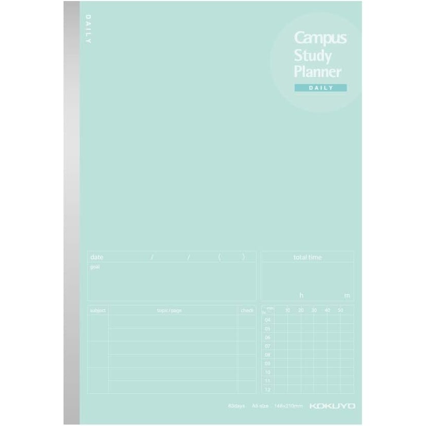 image:imageKokuyo Campus Study Planner Notebook Daily Ruled A5 Mint Green for 63 Days Japan Import NOY82MDGMint Green