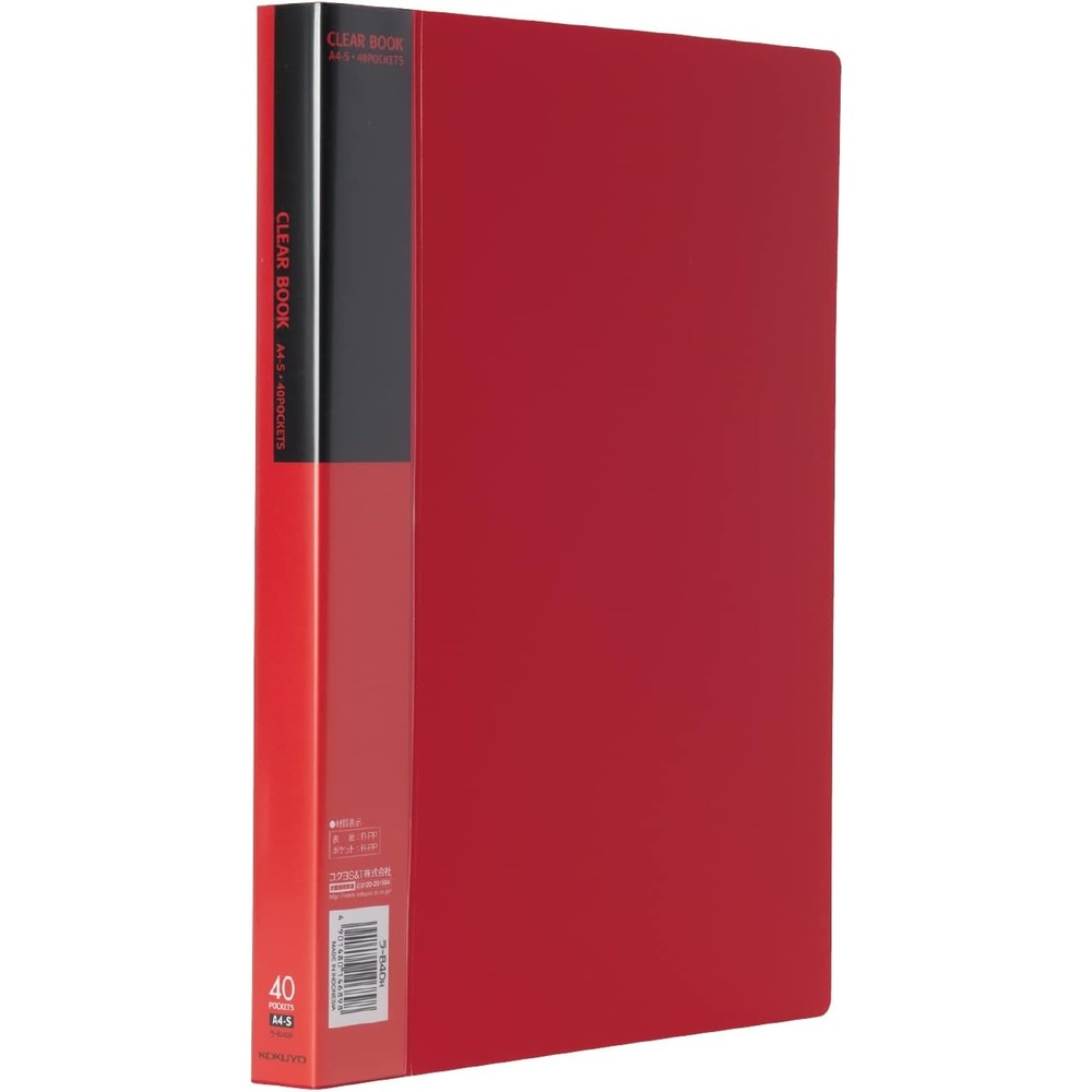image:imageKokuyo File Clear Book Display Book Presentation Binder with Plastic Sleeves 40Pocket Bound Art Portfolio Folder Sheet Protector for Artwork and Document A4 Yellow Japan Import RAB40YRed
