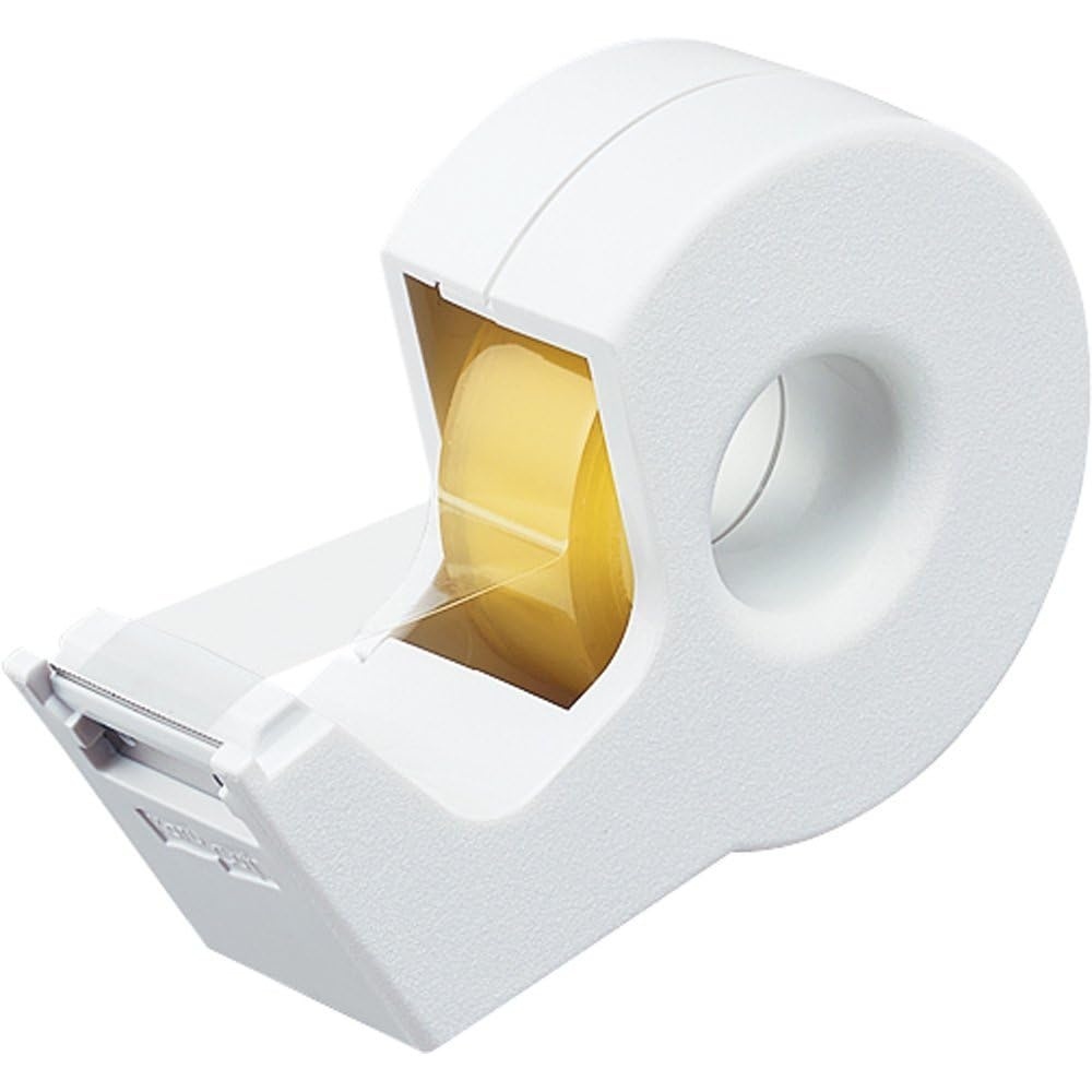 image:imageKokuyo Portable Tape Dispenser Hand Type Tape Roll Dispenser Tape IncludedSmooth Blade Perfect for Office Desktop and Art Scrapbooking TSM300W White