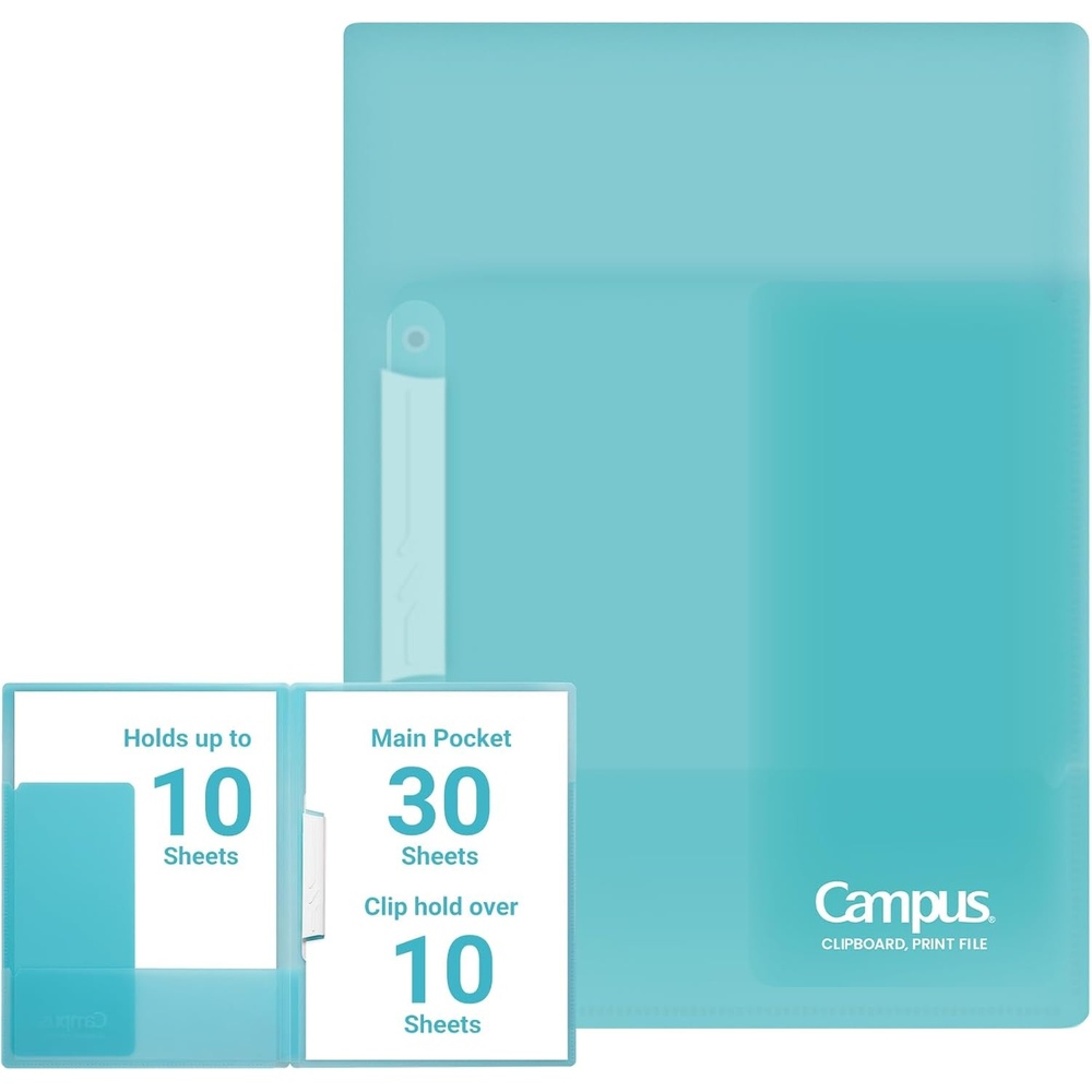 image:imageKokuyo Portfolio Folder with Pockets Folder for Paper Organization Heavy Duty Pocket Fits US Letter amp A4DualPurpose Clip amp Pocket Design FUCE755MLight Blue