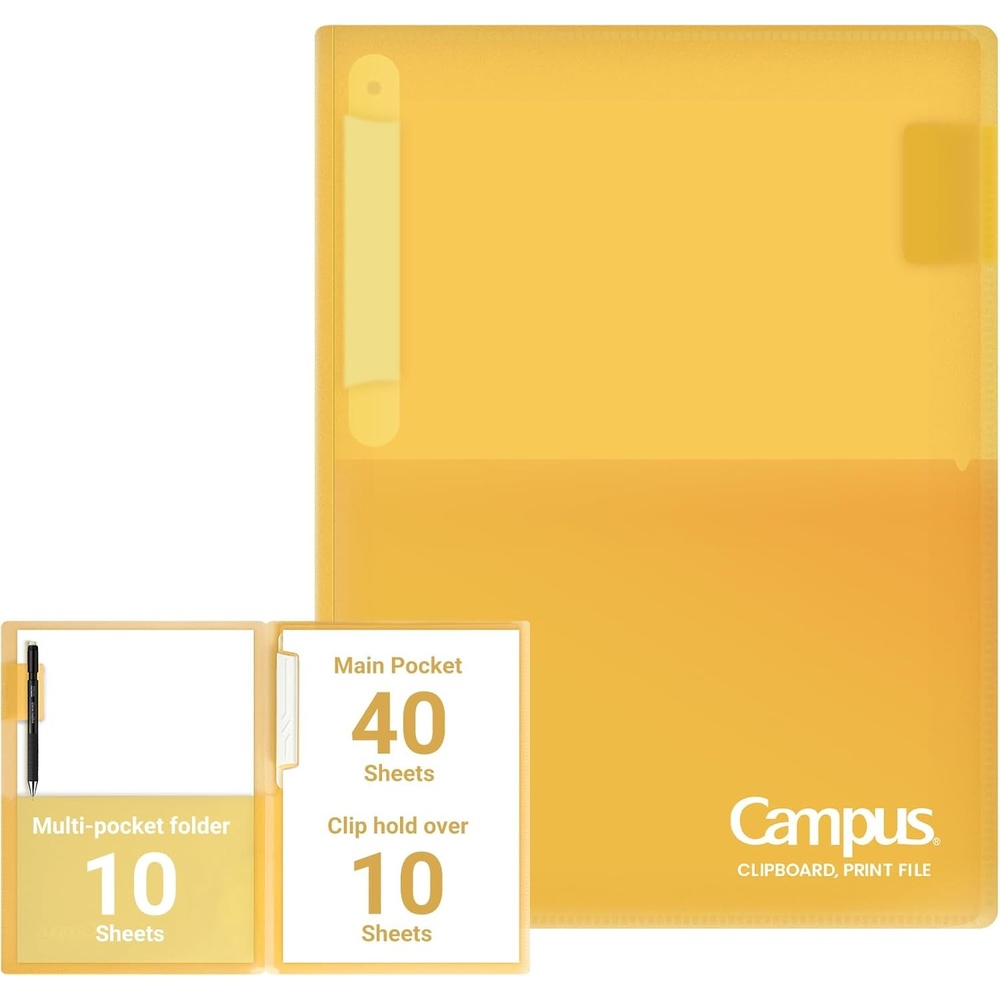 image:imageKokuyo Portfolio Folder with Pockets Folder for Paper OrganizationHeavy Duty Pocket Folder Fits US Letter amp A4Flip amp Write SurfaceDualPurpose Clip amp Pocket DesignFUCEH755MYellow