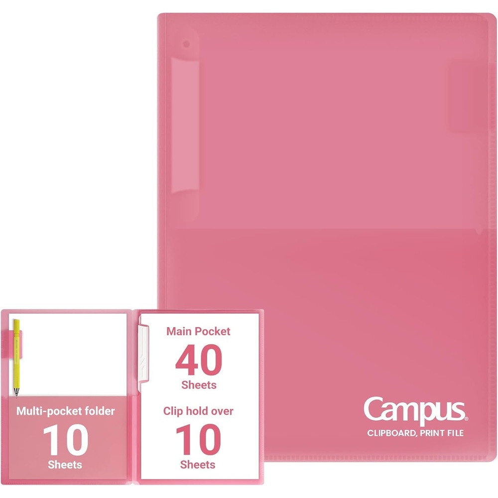 image:imageKokuyo Portfolio Folder with Pockets Folder for Paper OrganizationHeavy Duty Pocket Folder Fits US Letter amp A4Flip amp Write SurfaceDualPurpose Clip amp Pocket DesignFUCEH755MPink