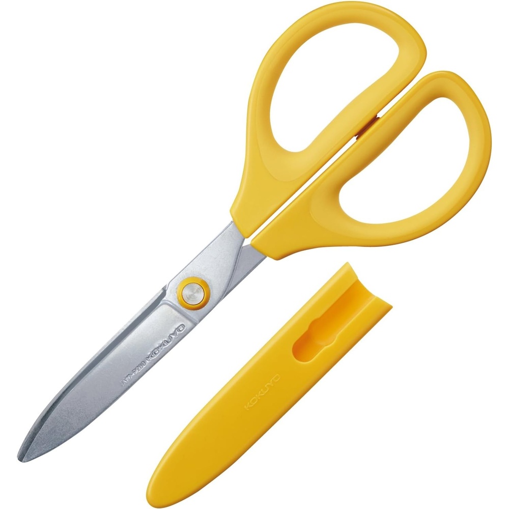 image:imageKokuyo Saxa Glueless Scissors Yellow 3D Blade Symmetrical Handle for Both Righthand and Lefthand with Safety Cap Japan Import HASAP280YYellow