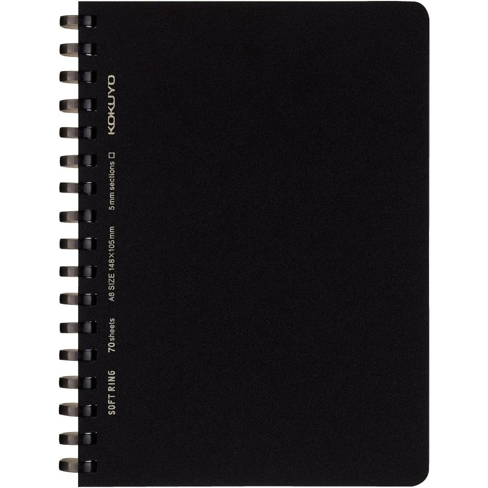 image:imageKokuyo Spiral Graph Notebook 58 x 41 Business Journal A6 Soft Ring Notebooks with 5mm Grid Ruled 70 Perforated Sheets Black 1 Subject Notebook Note Taking for WorkJapan ImportSUSV457S5D